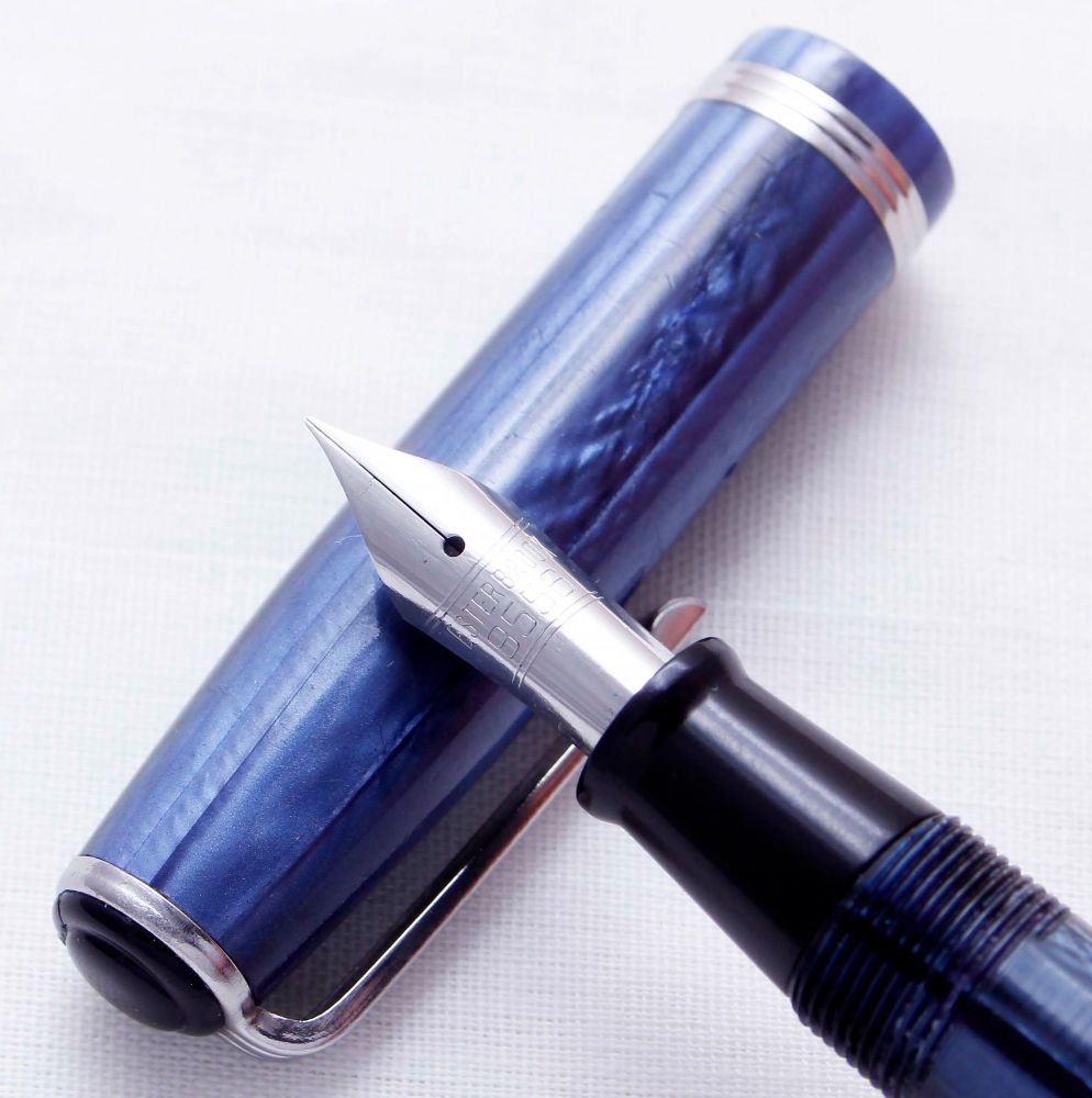 3346 Esterbrook J Fountain Pen in Blue Marble. Fabulous Extra Fine Five Sta