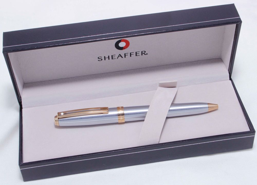 3400 Sheaffer Prelude Ballpoint Pen in Brushed Stainless Steel and Gold fil