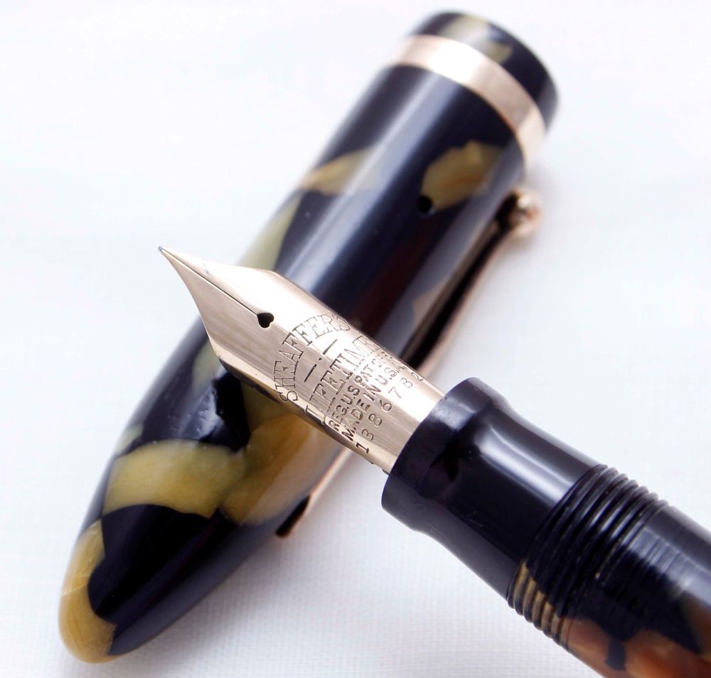 3466 Sheaffer Lifetime Balance Senior in Black and Pearl Marble, Fine FIVE 