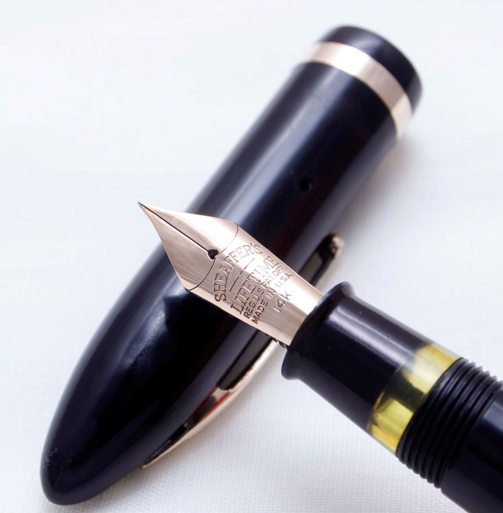 3464 Sheaffer Lifetime Balance Senior in Classic Black, Fine FIVE STAR Nib.