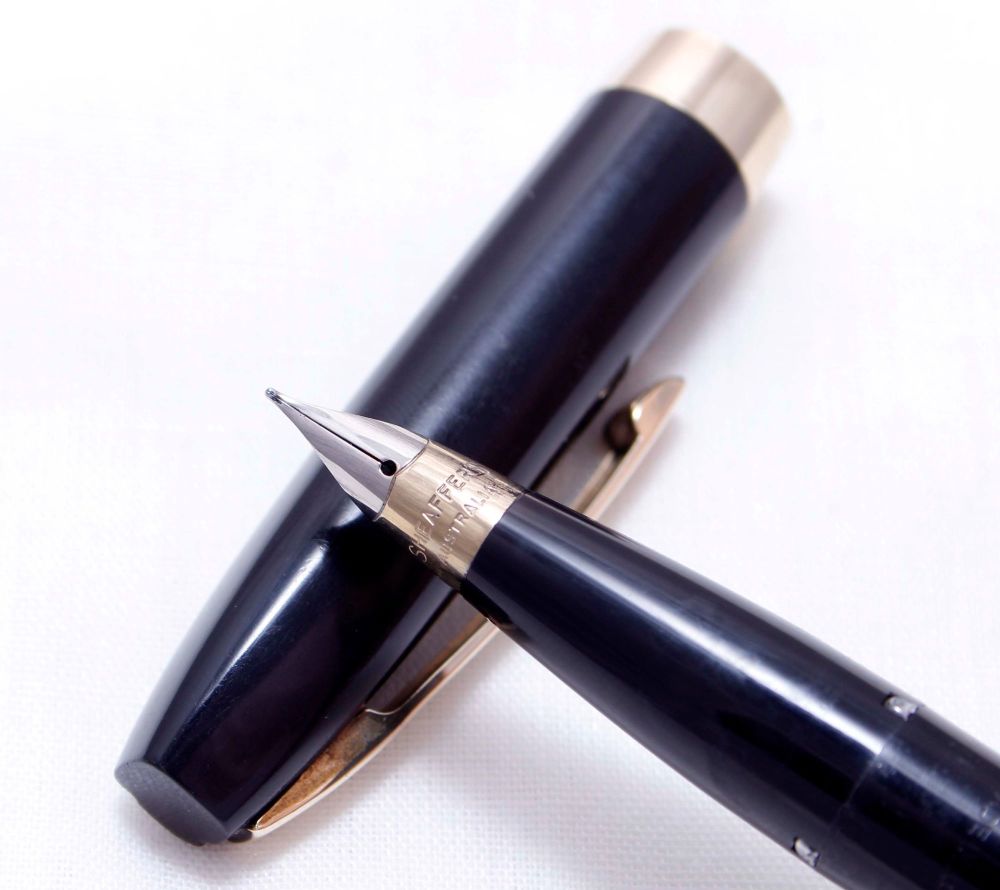 3496 Sheaffer Imperial Touchdown Fountain Pen in Black with Gold Filled tri