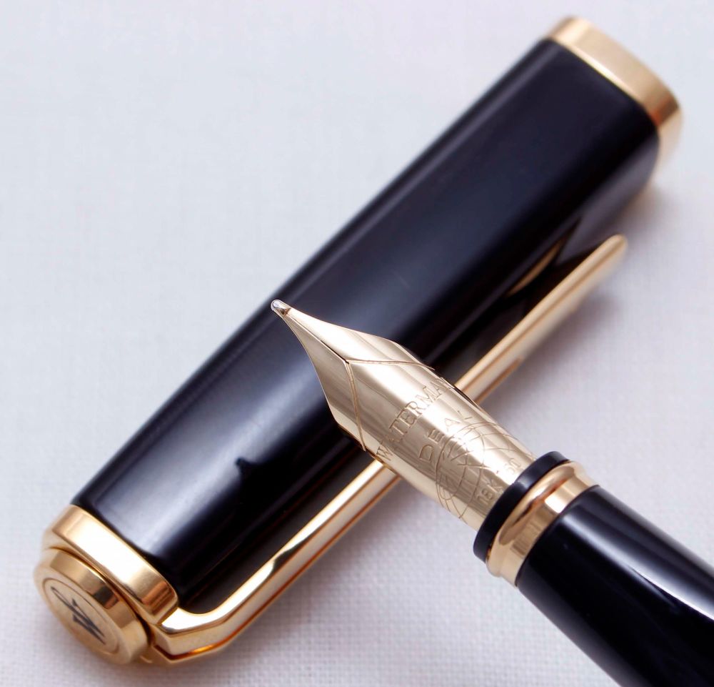 3500 Watermans Exception Fountain Pen in Black Lacquer. 18ct Medium FIVE ST