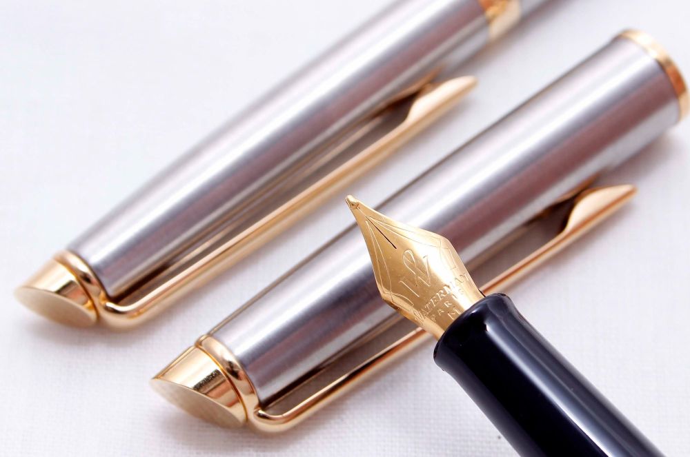 3508 Watermans Hemisphere GT Double Set in Brushed Stainless Steel, Smooth 