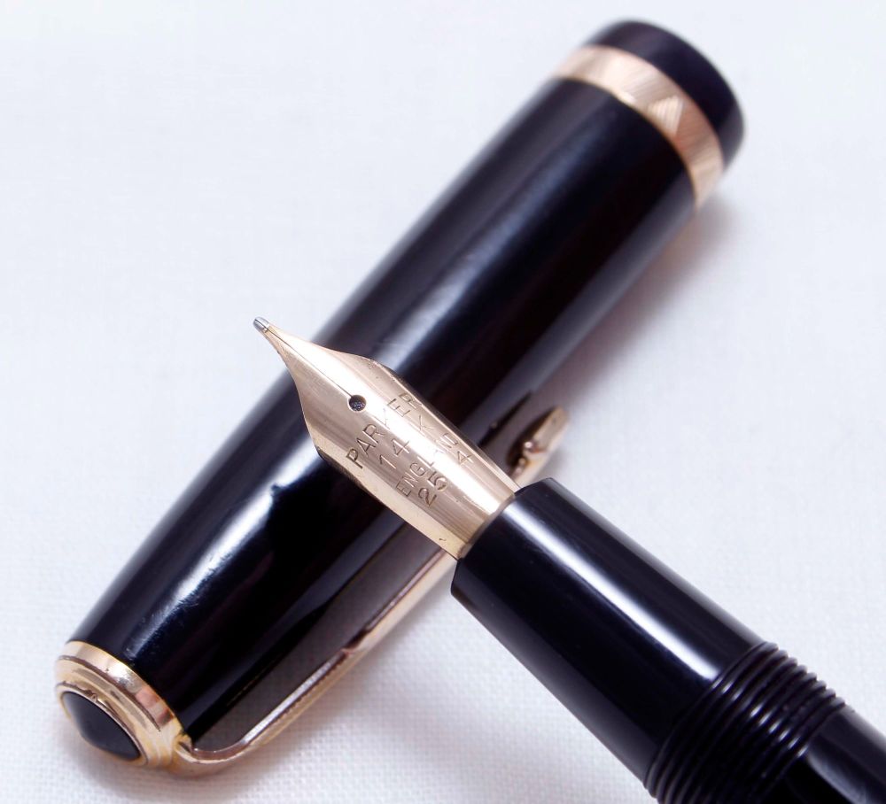 3535 Parker Duofold in Black. Smooth Medium FIVE STAR Nib.