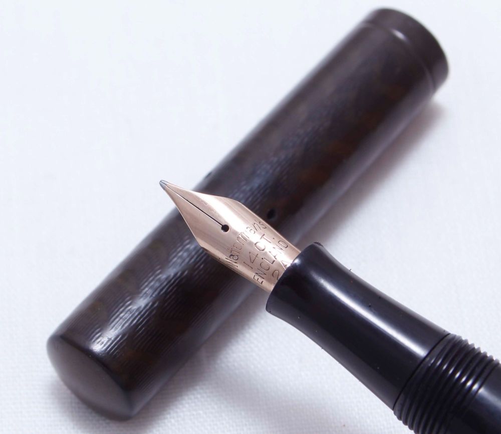 3574 Watermans Ideal No.52 in Black Hard Rubber. Fabulous Fine Semi Flex FI
