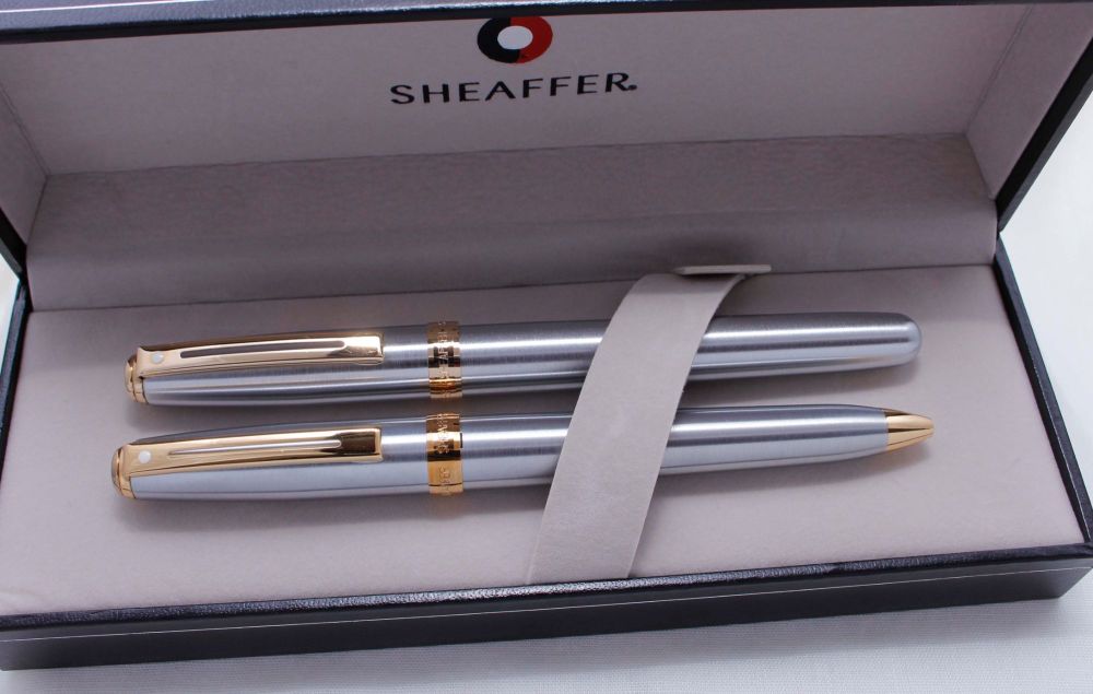 3611 Sheaffer Prelude Fountain Pen and Ballpoint in Brushed Stainless Steel