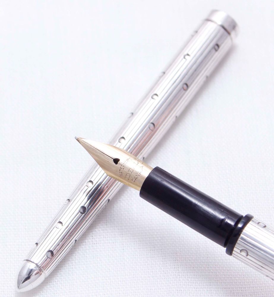3621 Watermans Ideal No.22. Sterling Silver Taper Cap Eyedropper in the Lin