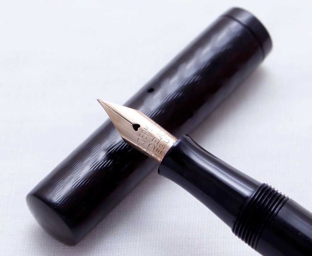 3628 Watermans Ideal No.52 in Black Hard Rubber. Fabulous Fine Semi Flex FI