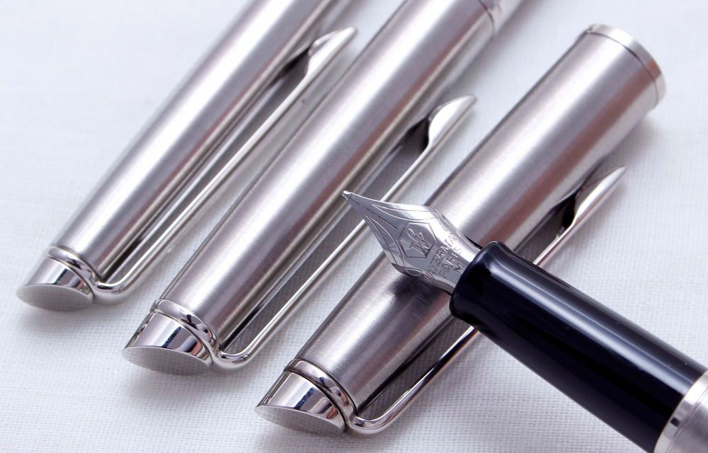 3630 Watermans Hemisphere Triple Set in Brushed Stainless Steel, Smooth Med
