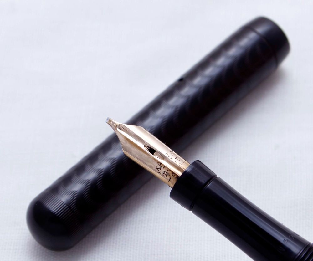 3638. Early Swan (Mabie Todd) Eyedropper Fountain Pen in Black Chased Hard 