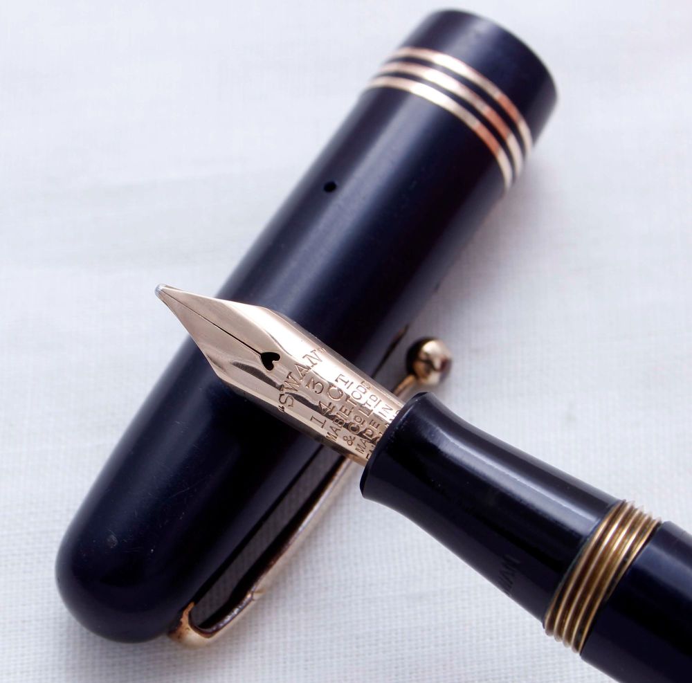 3678 Swan (Mabie Todd) Self Filler 3320 Fountain Pen in Dark Blue. Smooth B