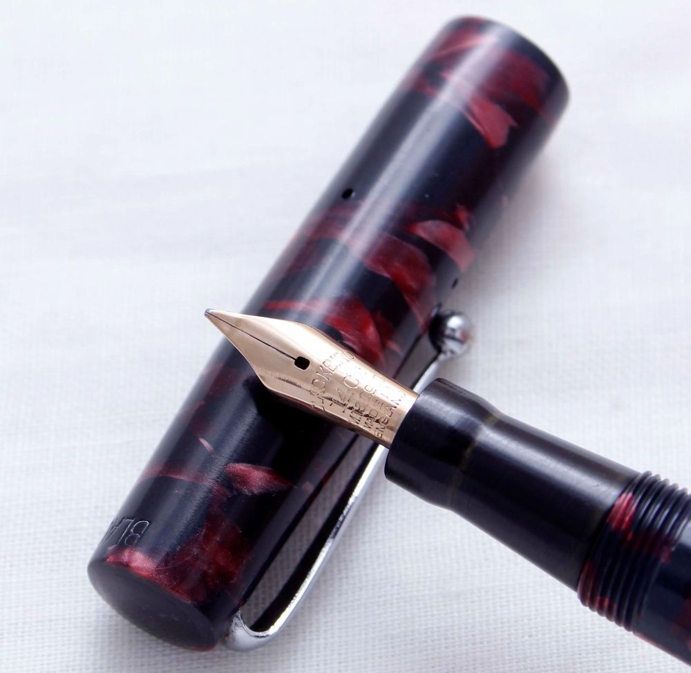 3683 Blackbird (Mabie Todd) 5244 Self Filling Fountain Pen in Burgundy Marb