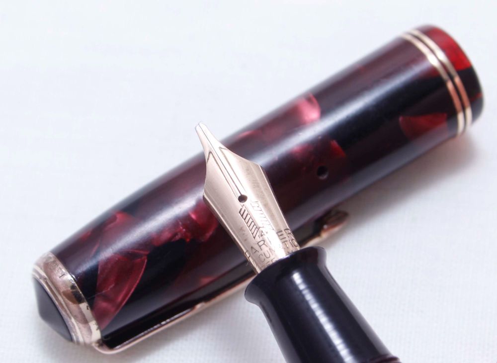 3745 Parker Vacumatic Standard Fountain Pen in Burgundy Marble, Fabulous Br