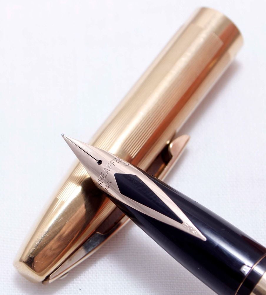 3776 Sheaffer Imperial Touchdown Fountain Pen in Rolled Gold, Smooth Fine F