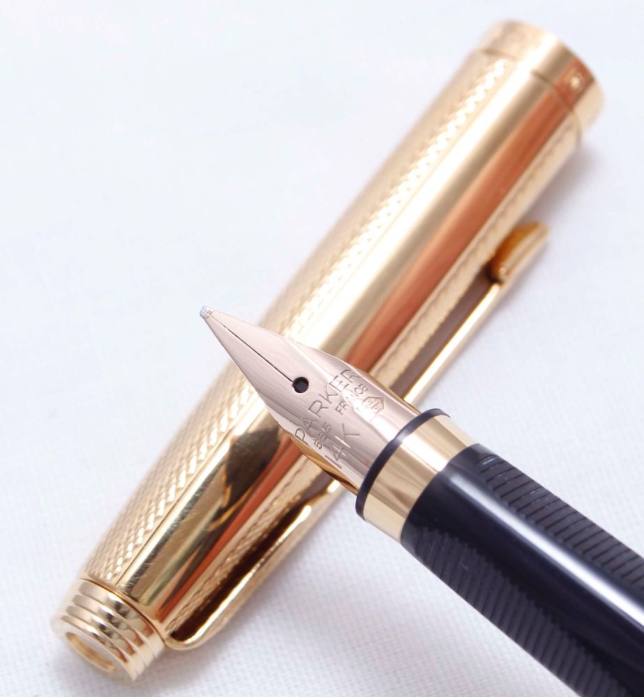 3835 Parker 75 in Gold Plated Fine Barley in Mint condition, Superb Medium 