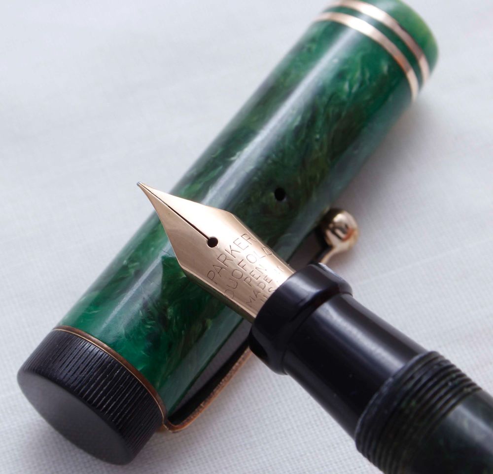 3864 Parker Duofold Senior Fountain Pen in Jade Green, c1926. Extra Fine FI