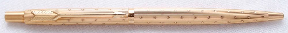 3867 Parker Classic Ball Pen in Gold Plated Perlé (Line and Dot). Mint.