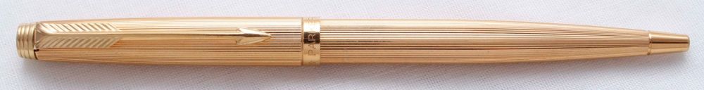 3869 Parker 75 Ball Pen in Gold Plated Millerais. Mint.