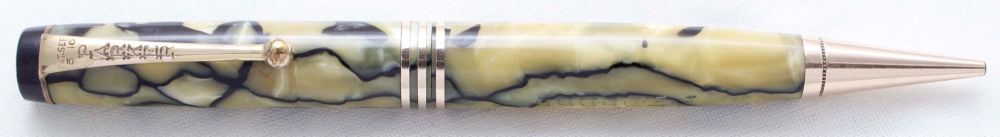 3871 Parker Duofold Senior Propelling Pencil in Black Veined Pearl Marble.