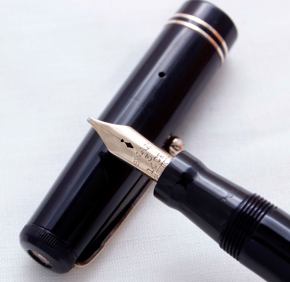 3896 Swan (Mabie Todd) Leverless L312/60 Fountain Pen in Black. Smooth Broa