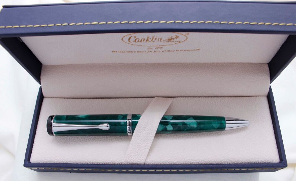 3929 Conklin Duragraph Ball Pen in Forest Green. Mint and Boxed.