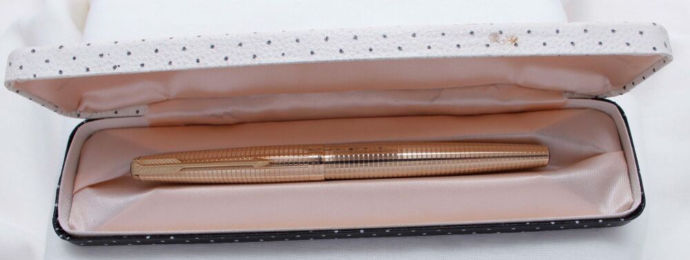 3935 Parker 61 Consort in Rolled Gold. Medium FIVE STAR Nib. Mint and Boxed
