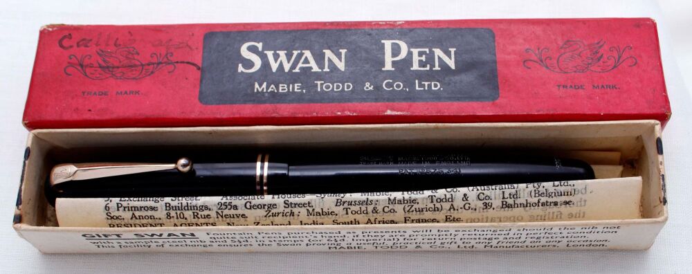 3937 Swan (Mabie Todd) Self Filler 3260 Fountain Pen in Black. Smooth Mediu