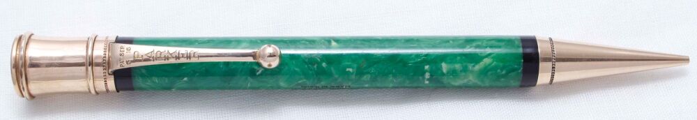 4007 Parker Duofold Propelling Pencil in Jade Green with Gold filled trim. c1925.