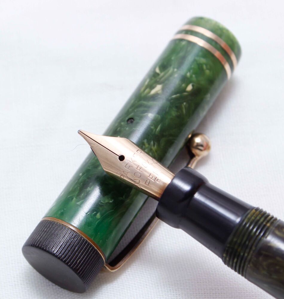 4005 Parker Duofold Junior Fountain Pen in Jade Green, c1928. Fine FIVE STA