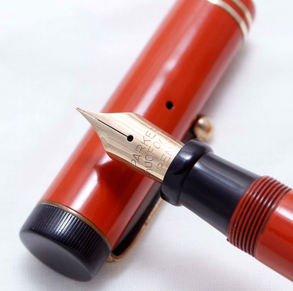 3996 Parker Duofold Senior Fountain Pen in Chinese Red, c1925. Medium FIVE 