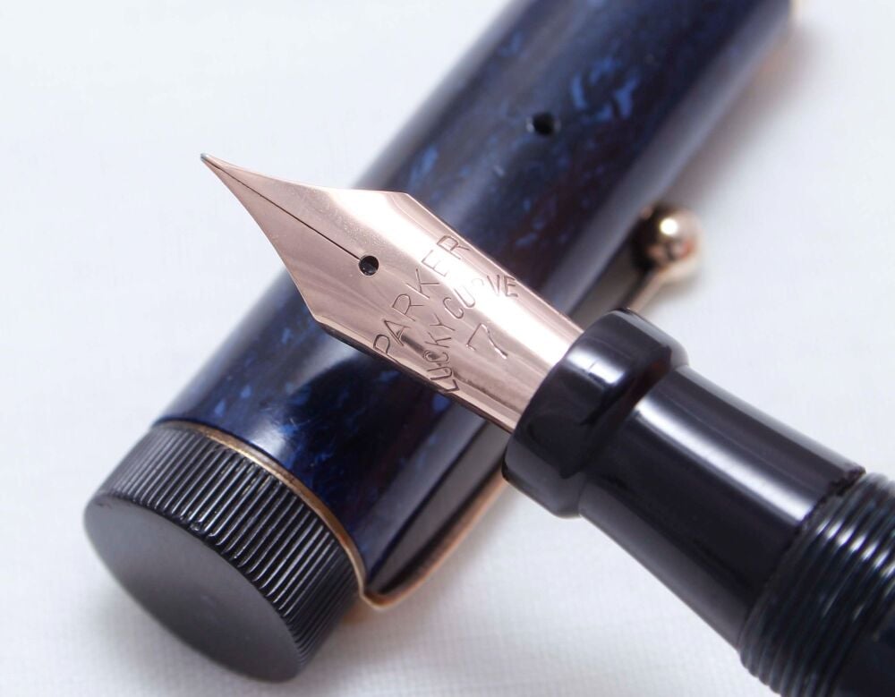 4033 Parker Duofold Senior Lucky Curve Fountain Pen In Lapis Lazuli ...