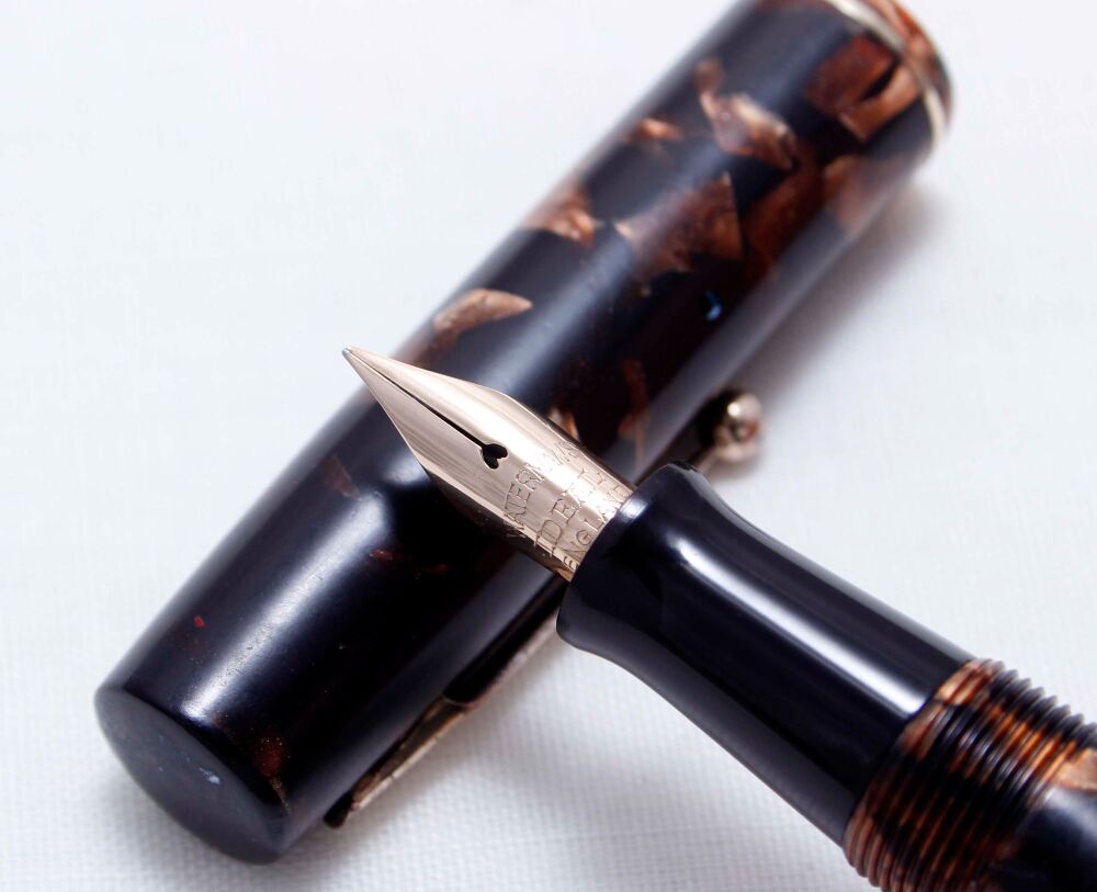 4065 Watermans Ideal in Bronze Marble. Fabulous Medium FIVE STAR Nib.