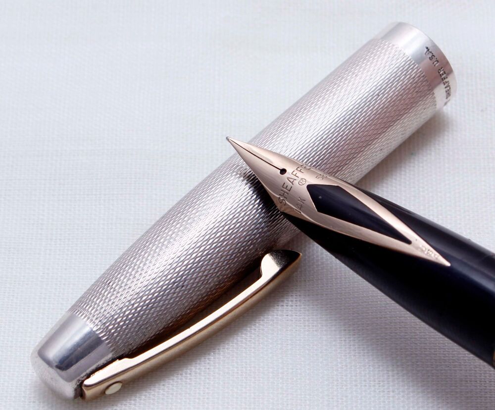 4084 Sheaffer Imperial Sterling Silver Fountain Pen in Fine Barley. Smooth Extra Fine FIVE STAR Nib.