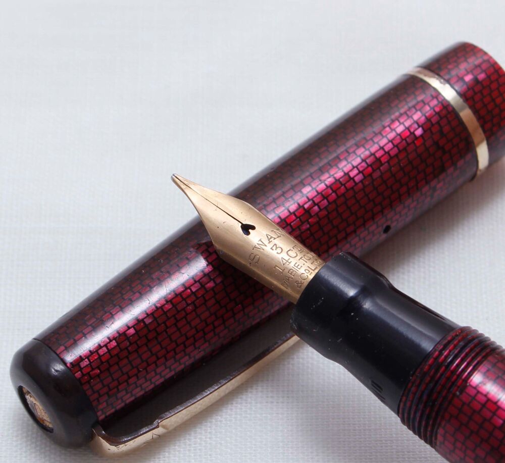 4087 Swan (Mabie Todd) Leverless Fountain Pen L312/89 in Garnet Lizardskin.