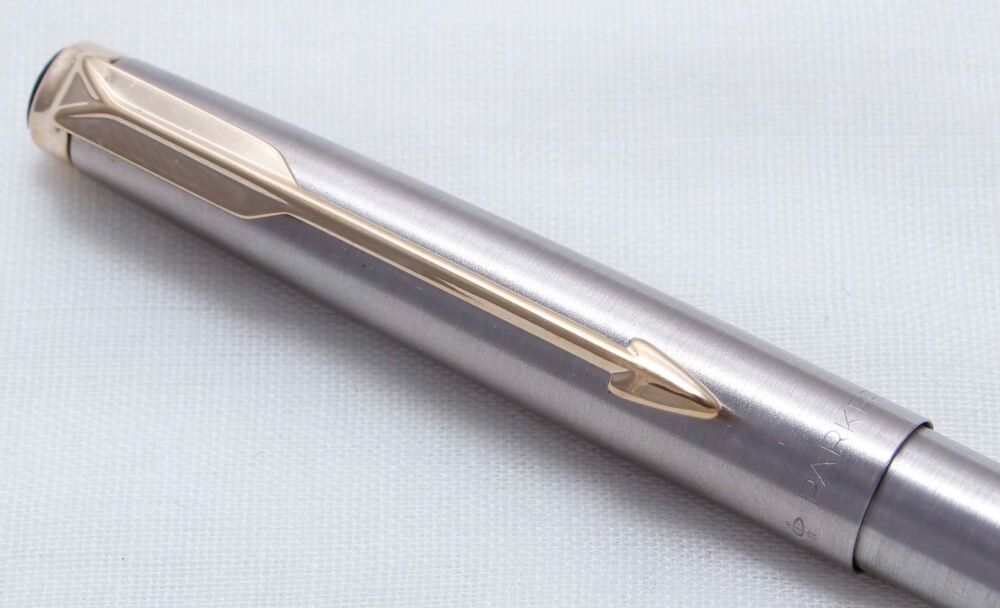 4143 Parker Falcon Ball Pen, Finished in brushed Stainless Steel.