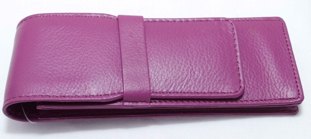 Leather Double Pouch in Purple