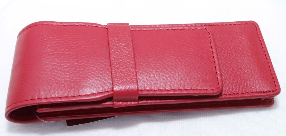 Leather Double Pouch in Red