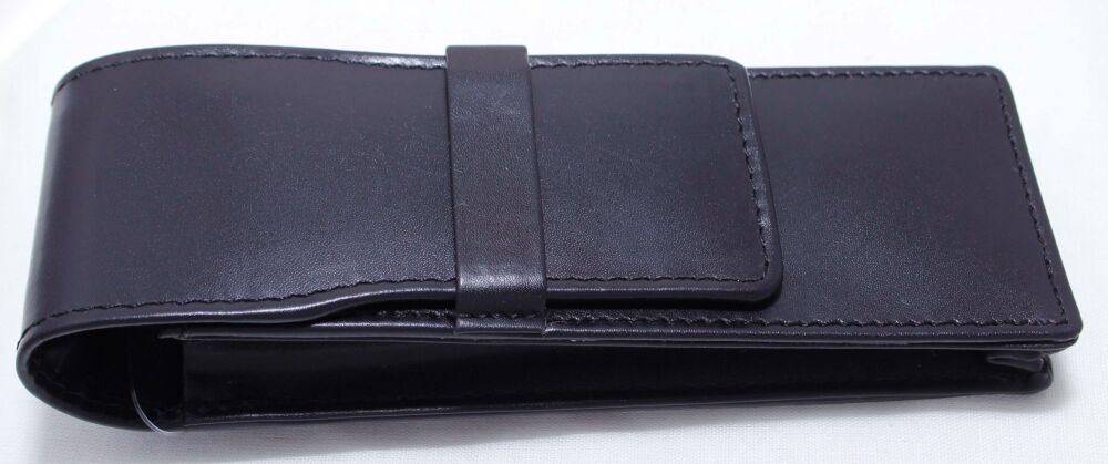 Leather Double Pouch in Black