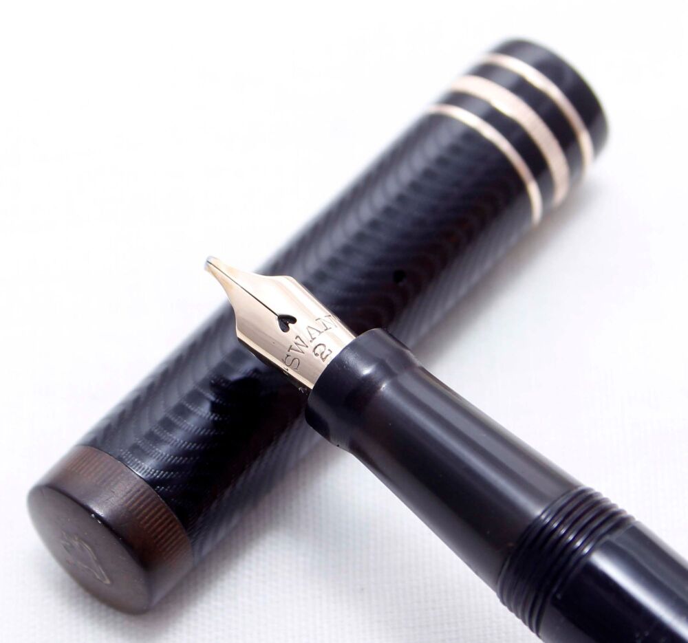 4159 Swan (Mabie Todd) L245B/60 Leverless Fountain Pen in Black Chased Hard
