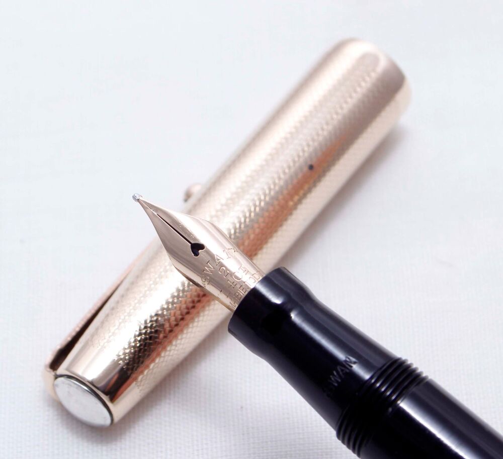 4164 Swan (Mabie Todd) Self Filler 3260 Fountain Pen in Black. Smooth Medium Flexible FIVE STAR Nib.