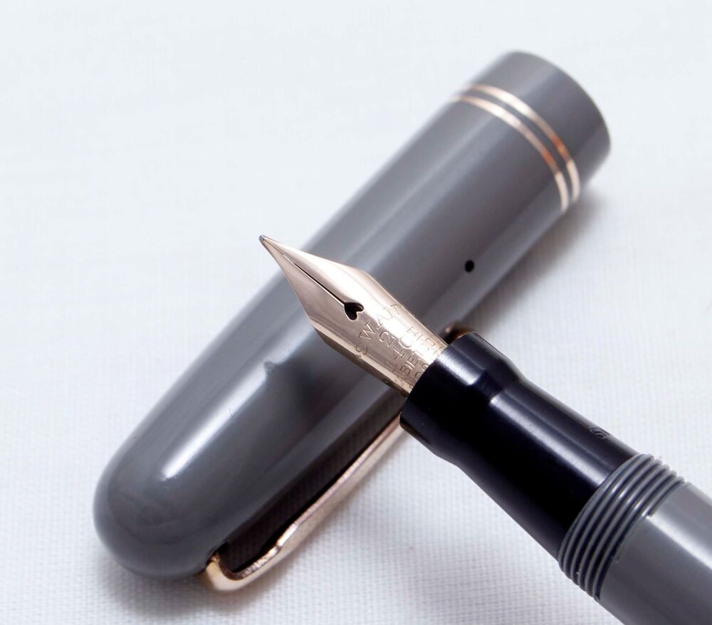 4177 Swan (Mabie Todd) Self Filler 3230 Fountain Pen in Grey with Gold Trim