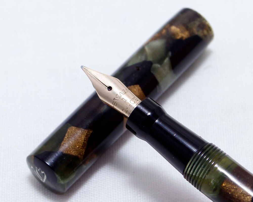 4178 Swan (Mabie Todd) SM1/58 Self Filling Fountain Pen in Russet and Jade 