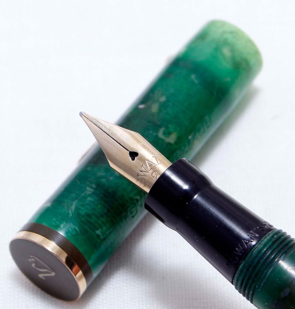 4179 Swan (Mabie Todd) SF230B/50 Self Filling Fountain Pen in Jade Green Ma