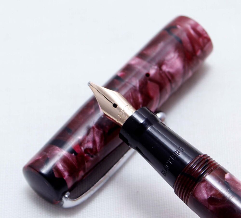 4184 Blackbird (Mabie Todd) 5244 Self Filling Fountain Pen in Burgundy Marb