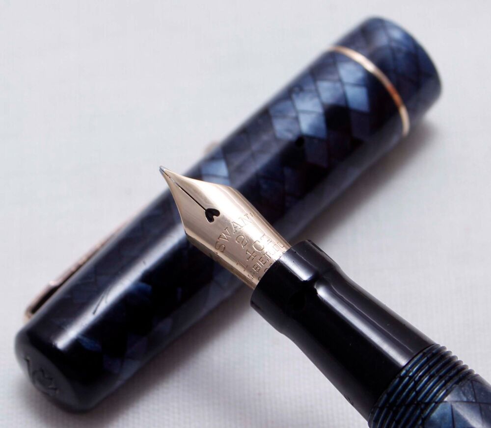 4190 Swan (Mabie Todd) Self Filling Fountain Pen SF205/83 in Blue Snakeskin