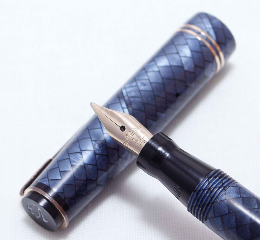 4191 Swan (Mabie Todd) Self Filling Fountain Pen SM112B/83 in Blue Snakeski