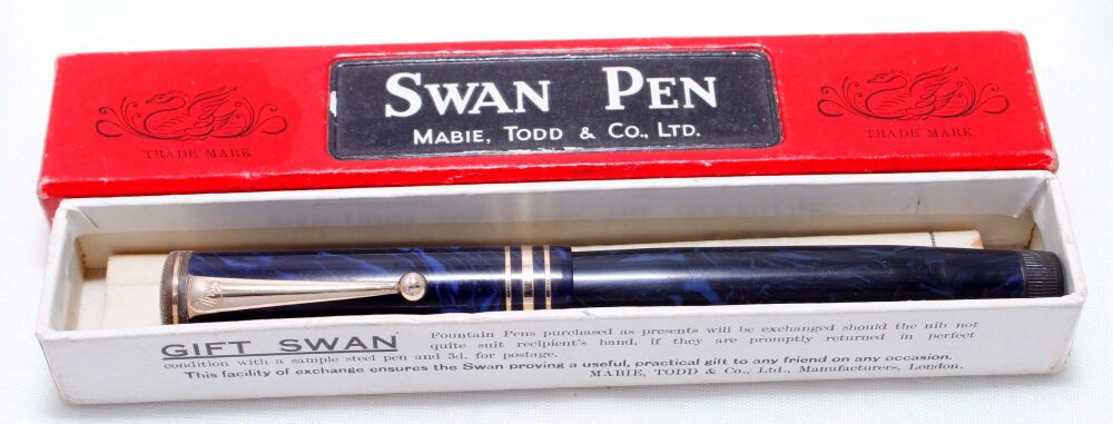 4209 Swan (Mabie Todd) L442E/52 Leverless Fountain Pen in Lapis Lazuli. Fab