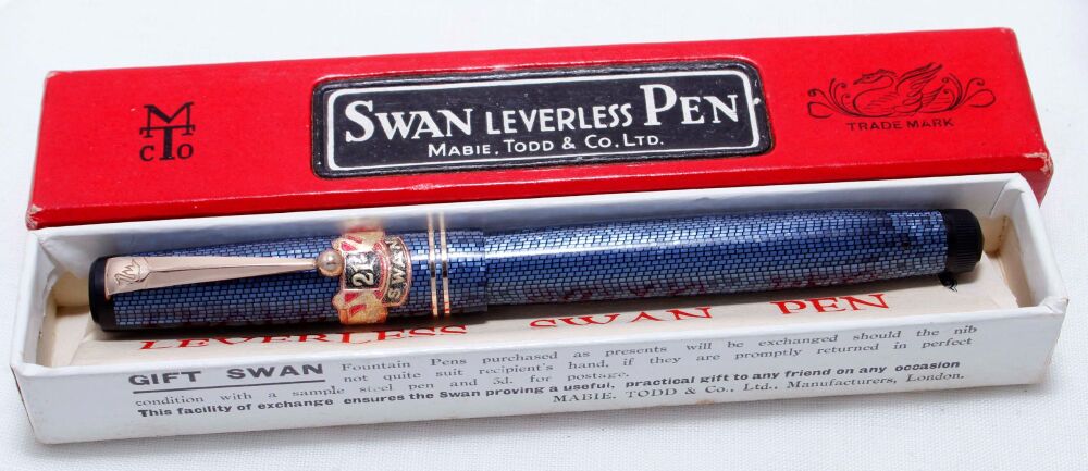 4210 Swan (Mabie Todd) Leverless Fountain Pen L212/87 in Blue Lizardskin. S