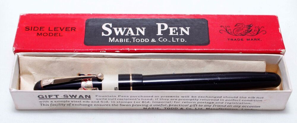 4212 Swan (Mabie Todd) Self Filler 3161 Fountain Pen in Black with Gold fil
