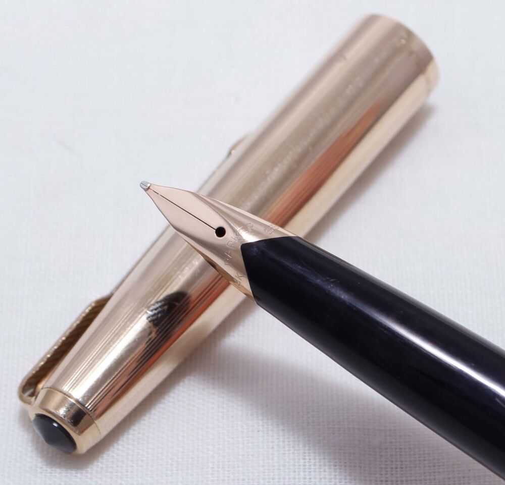 4232 Parker 65 Custom Insignia in Rolled Gold. Smooth Fine FIVE STAR Nib.